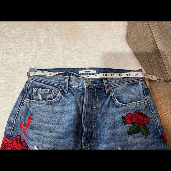 Grlfrnd x Revolve High Rise Straight Day After Day Embroidered Rose Peppers - Picture 6 of 9